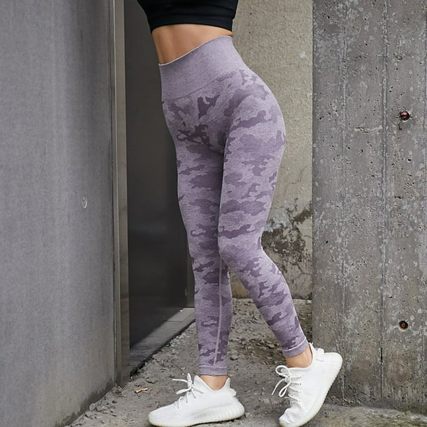Aayomet Leggings Crop Women Sport Yoga Athletic Camouflage Workout Pants  Top Fitness Pants Dress Yoga Pants for (Purple, S) 