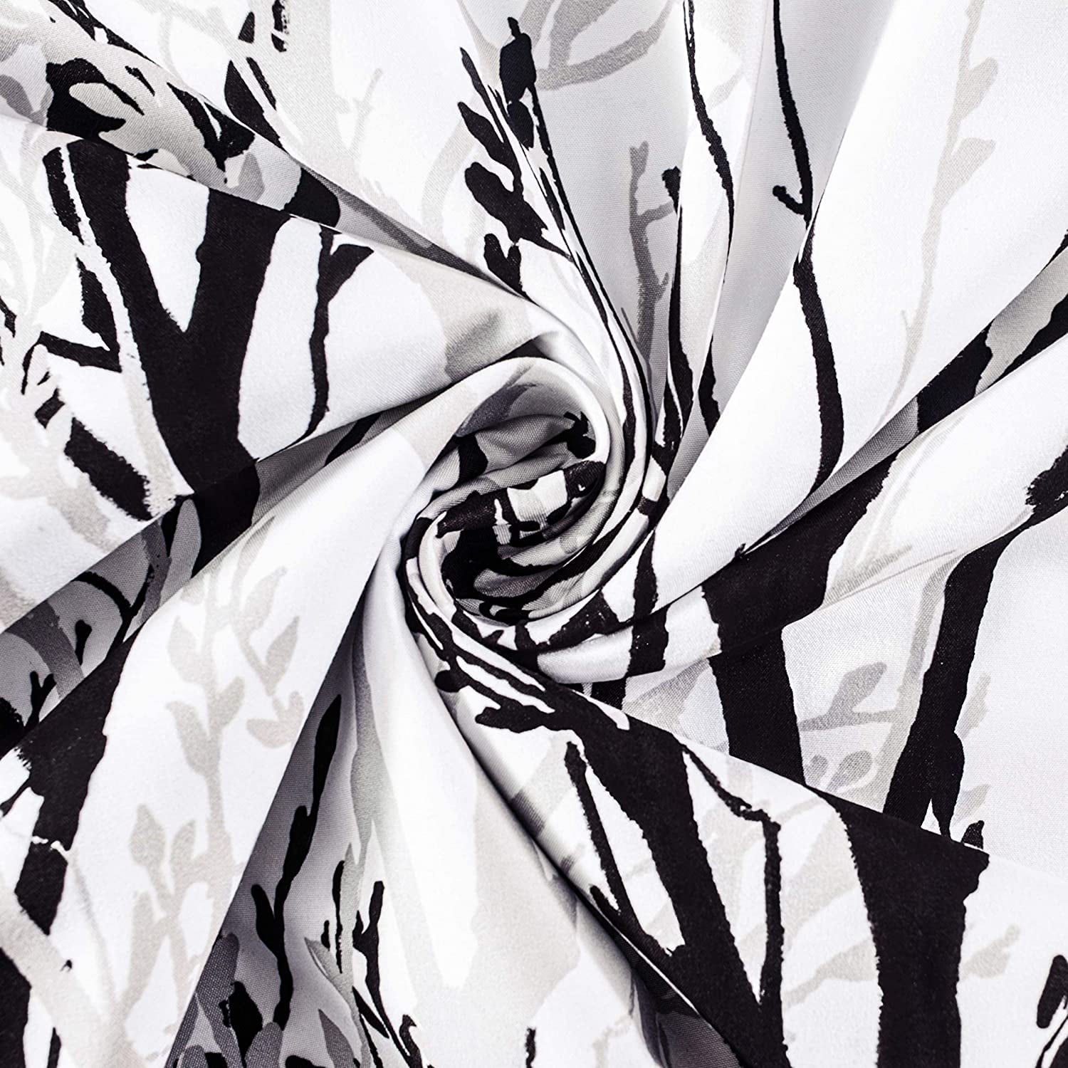 DriftAway Tree Branch Botanical Pattern Painting Blackout Room Darkening Thermal Insulated Grommet Lined Window Curtains 2 Panels 2 Layers Each 52" x 96" Black White