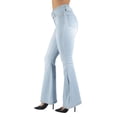 thumbnail image 3 of Fashion2Love Women's Juniors Bell Bottom High Waist Belted Flared Stretch Jeans, 3 of 9