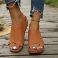 thumbnail image 4 of KEVCHE Strappy Wedge Sandals for Women, Dressy Summer Ankle Strap Open Toe Arch Support Sandals, Casual Comfortable Vacation Shoes, Plus Size Buttoned Peep Toe Sandals, 4 of 5