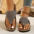 thumbnail image 3 of Rokment Wedges Orthopedic Cork Footbed Thongs Sandals for Women Boho Beach Leather Platform Slides Flip Flops Comfortable Dressy Slip on Slippers Grey Size 6.5, 3 of 7