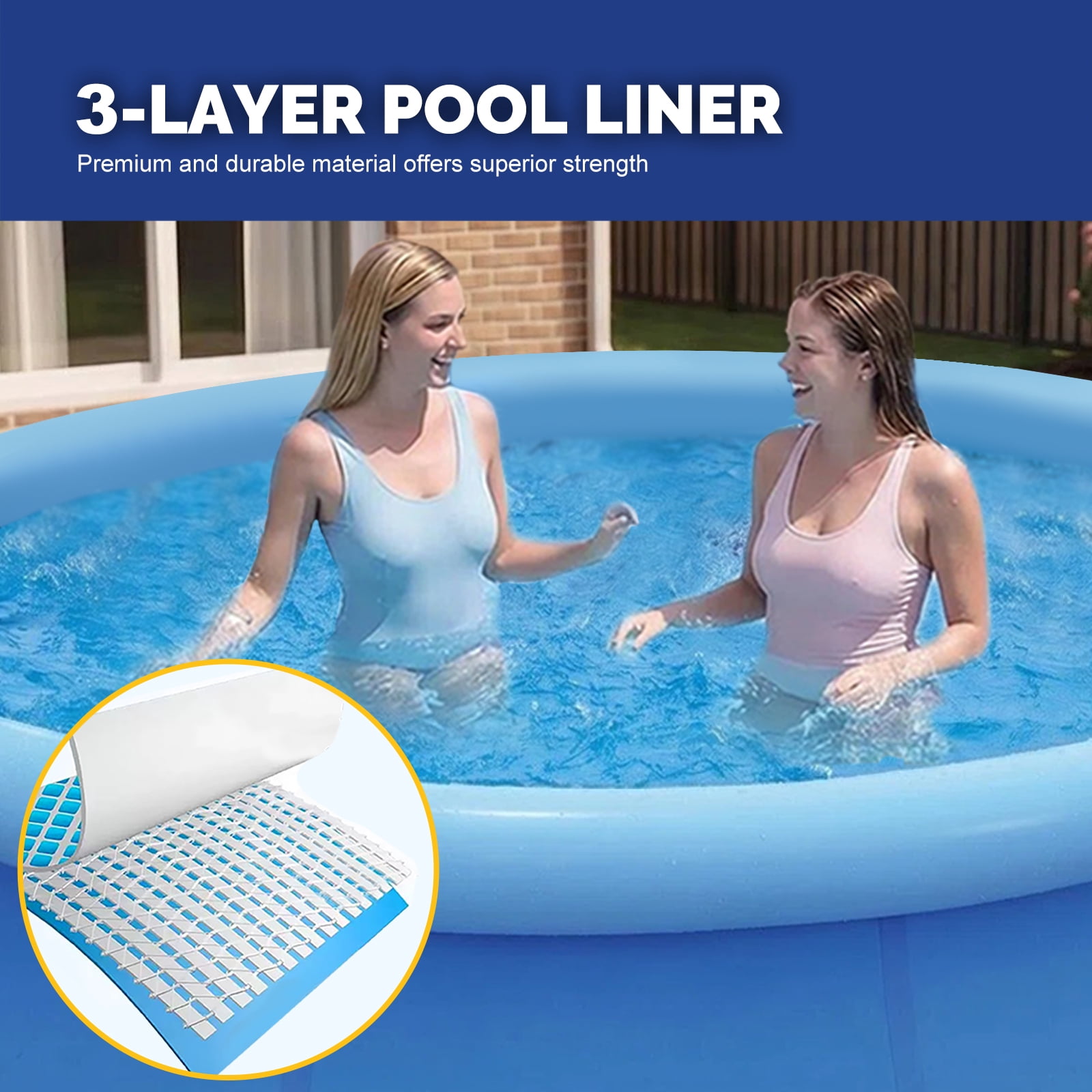 Honeydrill 5.9 ft x 29 in Above Ground Inflatable Pools, Top Ring Round Pool, Blue
