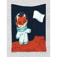 thumbnail image 1 of Explore Tapestry, Fox Cosmonaut Raising a Flag on an Alien Planet Outer Space Themed Illustration, Wall Hanging for Bedroom Living Room Dorm Decor, 60W X 80L Inches, Multicolor, by Ambesonne, 1 of 2