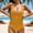 Yellow, variant on Women's Tankini Set V Neck Crisscross Adjustable Straps Cutout Two Piece Swimsuit Mid Rise Ruched Yellow