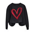 thumbnail image 4 of ibuvkizy Valentine's Day Sweatshirt for Women Round Neck Printed Sweatshirts Long Sleeved Pullover Top Sweatshirt Black,XL, 4 of 4