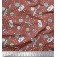 thumbnail image 1 of Soimoi Brown Georgette Viscose Fabric Astronaut & Planet Galaxy Print Sewing Fabric Yard 42 Inch Wide, 1 of 3