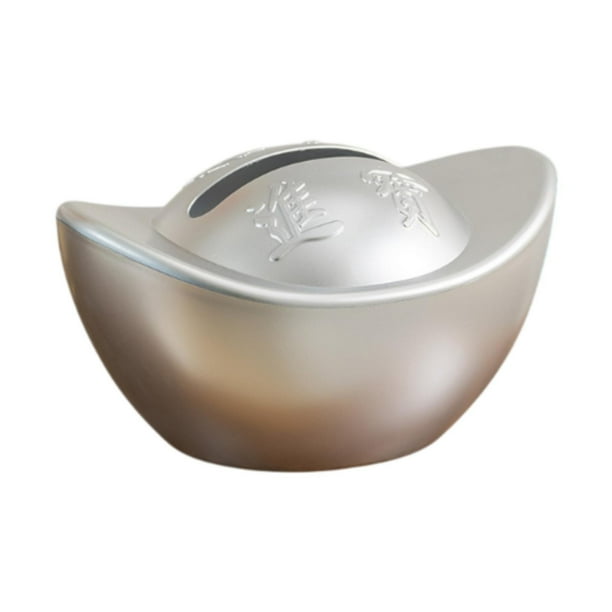 Lingote Yuan Bao, funda para caja de pañuelos, regalo de año nuevo, adorno de escritorio para mesa y habitación Plata