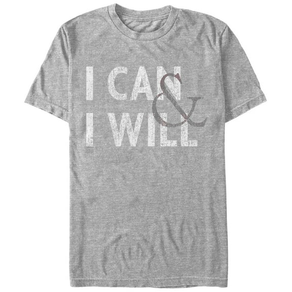 Women's CHIN UP I Can and I Will Boyfriend Graphic Tee Athletic Heather Large
