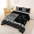 thumbnail image 2 of Erosebridal Retro Damask Flower Queen Comforter Set,Silver Bowknot Queen And King Bedding Comforter Set For Adults, Reversible 3-Piece, 2 of 7