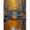 thumbnail image 1 of Qisvanset 12x16 Inch Golden Foliage Autumn Bridge Canvas Wall Art, Stone Bridge Reflection Rustic Decor, 1 of 8