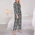 thumbnail image 3 of Pofeuu Black Tartan Plaid Print Womens Pajamas Set Long Sleeve Sleepwear Button Down Nightwear Soft Pj Lounge Sets Button Down Pajamas Women-Large, 3 of 7