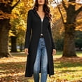 thumbnail image 2 of MaFYtyTPR Women's Longline Hooded Zip Up Cardigan Knit Coat Casual Fall Outerwear with Pockets 01-Black XXXL, 2 of 6