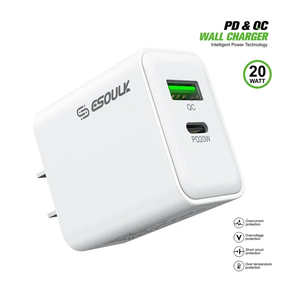 For Samsung Galaxy F04 White 20W Fast Wall Travel Charger PD USB C & USB A - Wall Charger Only