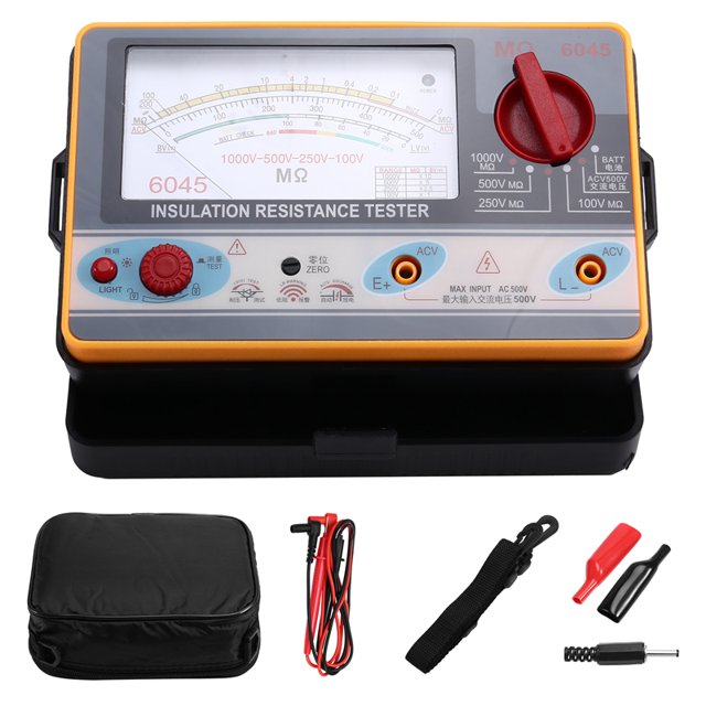 TY6045 Ohmímetro Digital de Resistencia de Aislamiento, Comprobador de Mano, Megámetro de 0 A 2000 MΩ, 100 V/250 V/500 V/1000 V, Alta Precisión