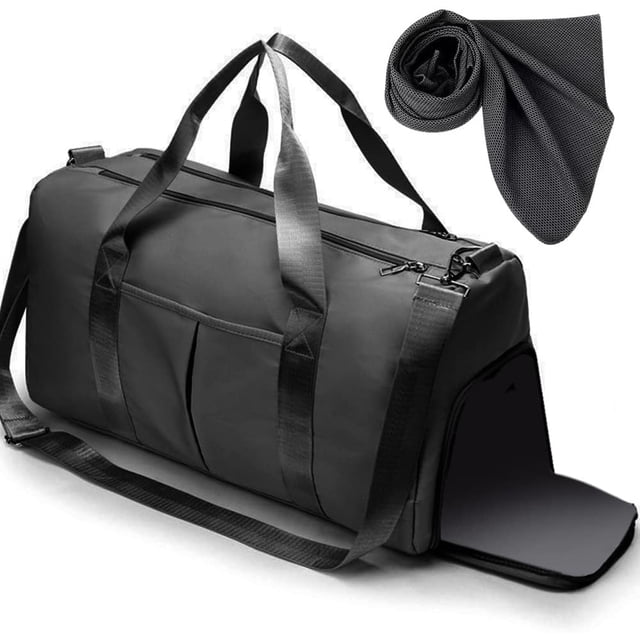 Bolsa de Viaje y Deporte - Plegable Hidrófugo Mochila Unisex Maleta Deportiva Bolsa de Deporte Gym con Compartimento para Zapatos y Bolsillo Impermeable Bolsa de Entrenamiento de Yoga Portátil (Negro)
