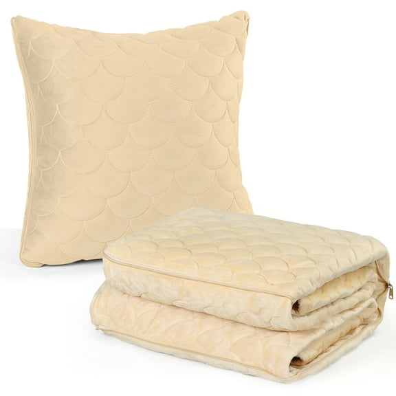 2 in 1 Pillow Blanket Soft Blanket Pillowcase for Airplane Car Travel Movies