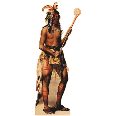 H49890 Indian with Staff Lacrosse Cardboard Cutout Standee Stand up