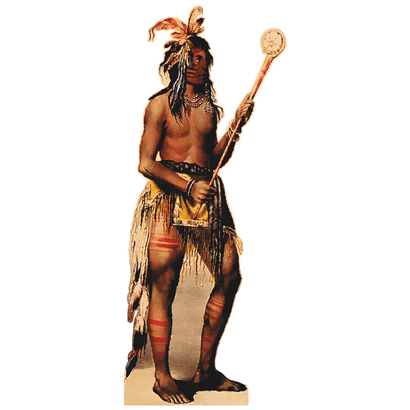 H49890 Indian with Staff Lacrosse Cardboard Cutout Standee Stand up