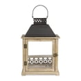 thumbnail image 3 of Farol rectangular de madera y metal marrón con portavelas Cheung, 3 of 7