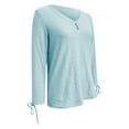thumbnail image 4 of Yubnlvae Women's Top V-Neck Long Sleeve Loose-Fit Casual Button-Down Jacquard Shirt - Blue/Black/White/Green/Pink - S/M/L/XL/XXL/XXXL (Blue | L), 4 of 6