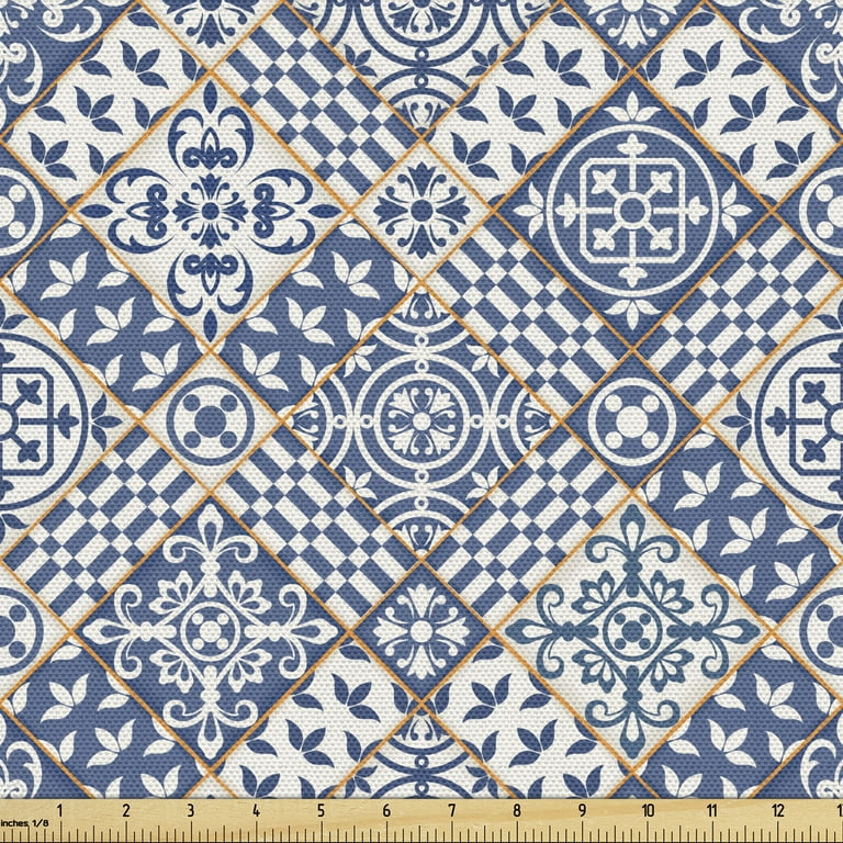 Moroccan Fabric by The Yard, Mandala Ottoman Trellis Upholstery Fabric,  Retro Boho Floral Decorative Fabric, Vintage Geometric Indoor Outdoor  Fabric