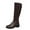 Coffee, variant on Miluxas Women's Knee High Boots Low Block Heel Riding Boots Round Toe Side Zipper Biker Motorcycle Buckle Boots