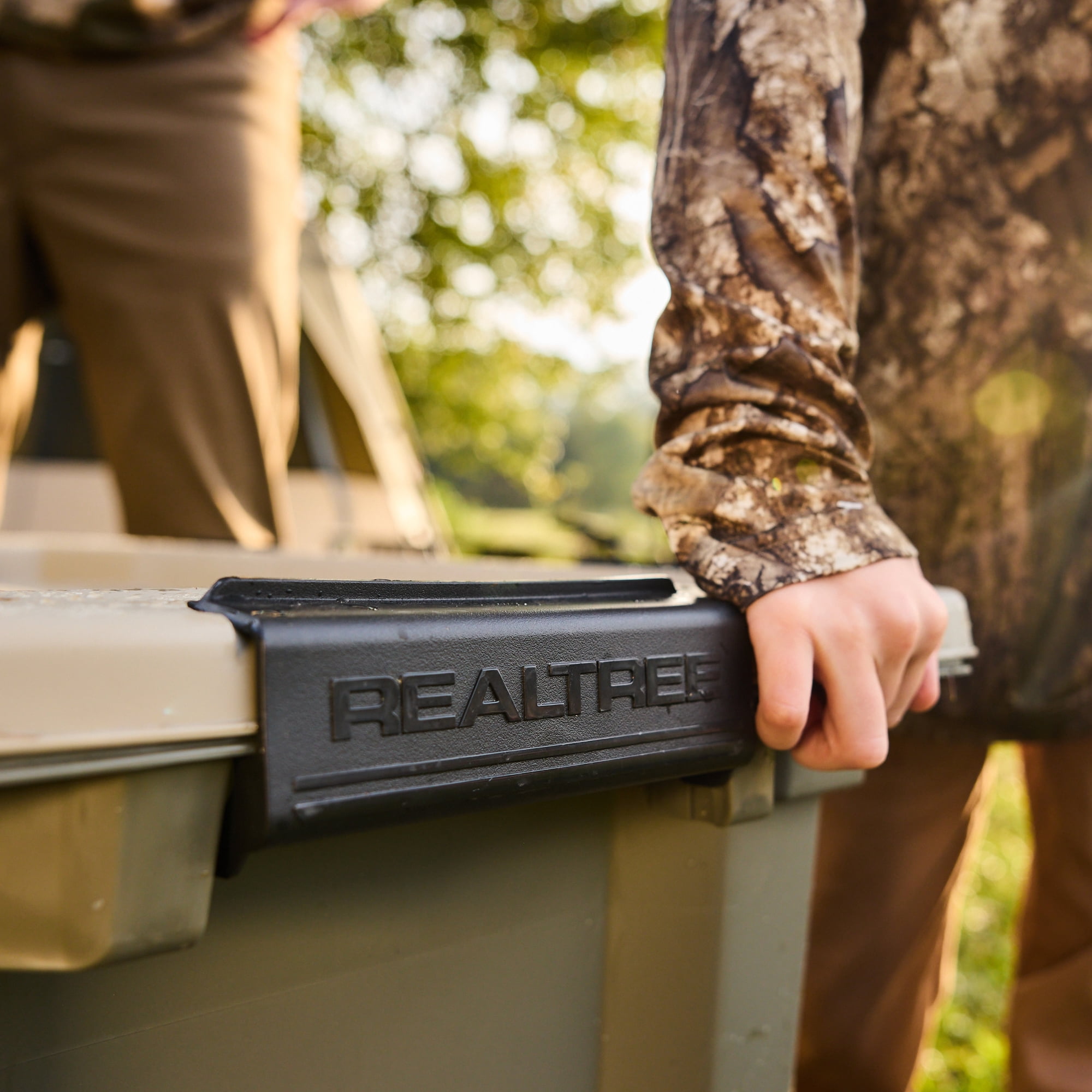 Realtree® WEATHERMAX™ 24 Gallon Green and Tan Storage Tote with Latching Lid, Heavy Duty Plastic Storage Bin, Pack of 2