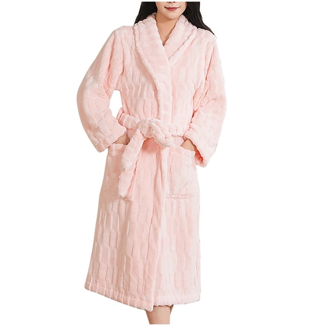 Women’s Fleece Shawl Collar Robe – Lightweight Fluffy Spa Robe with Belt (2025 Luxe Essential)