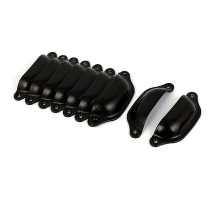 Black Handle Cabinet Pull - Kitchen Drawer Cabinet Cupboard Screw Mounted Metal Pull Handles Black 10 Pcs