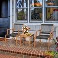 thumbnail image 2 of Costway Patio 3pcs  Acacia Wood Outdoor Furniture  Bistro Set All-Weather Rope Woven, 2 of 8
