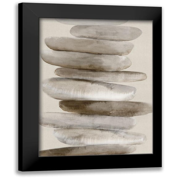 PI Studio 12x14 Black Modern Framed Museum Art Print Titled - Stacked Rocks II