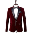 thumbnail image 1 of Men's Velvet Blazer Slim Fit Solid Tuxedo Jacket Business Casual Blazer 26s, 1 of 5