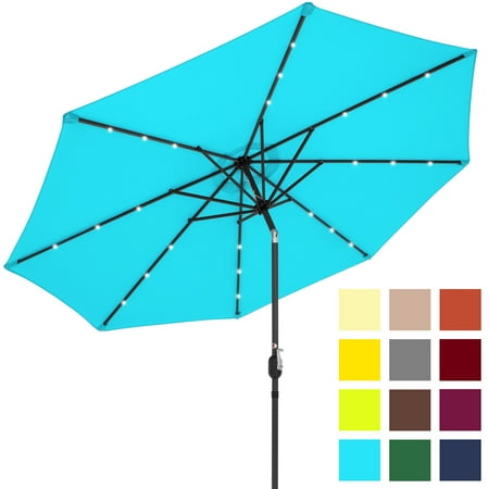 Best Choice Products 10-foot Solar Powered Aluminum Polyester LED Lighted Patio Umbrella w/ Tilt Adjustment and Fade-Resistant Fabric, Light (Best Aluminum Polish On The Market)