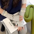 thumbnail image 1 of Guantes de medio dedo para mujer, otoño e invierno, estilo coreano, versátiles, de color sólido, de lana, cálidos, a prueba de frío, con dedos abiertos, guantes de punto de lana con pantalla táctil, 1 of 6