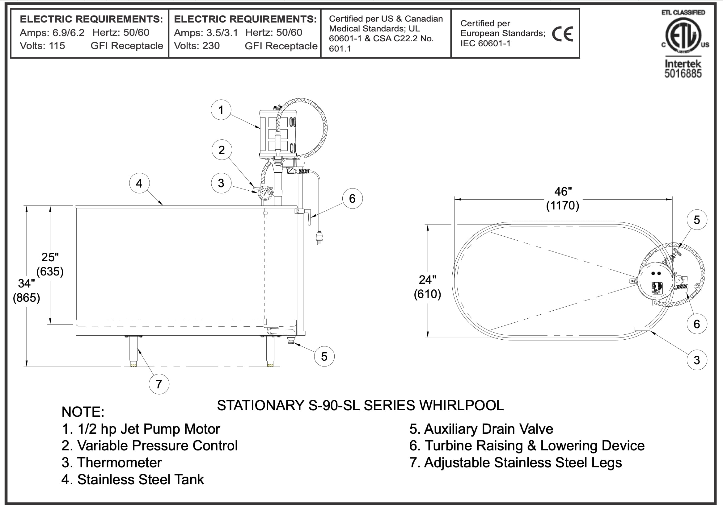90 Gallons Stationary Sports Hydrotherapy Whirlpool Tub W/ Legs
