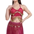 thumbnail image 2 of Kctiaxy Womens Summer Tops with Built in Bra Spaghetti Strap Fringe Sparkly Tank Top Sleeveless V-Neck Belly Crop Blouse Dance Performance, 2 of 8
