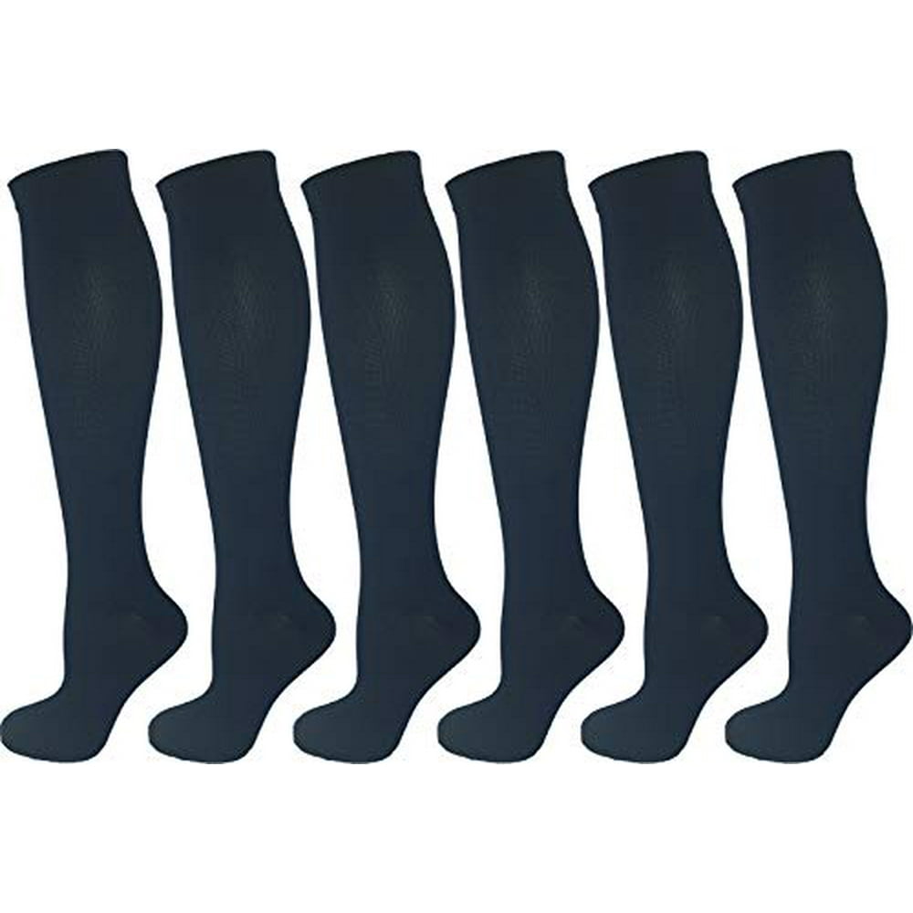 6 Pair Pack Ladies Compression Socks (Small/Medium, All Navy Blue ...