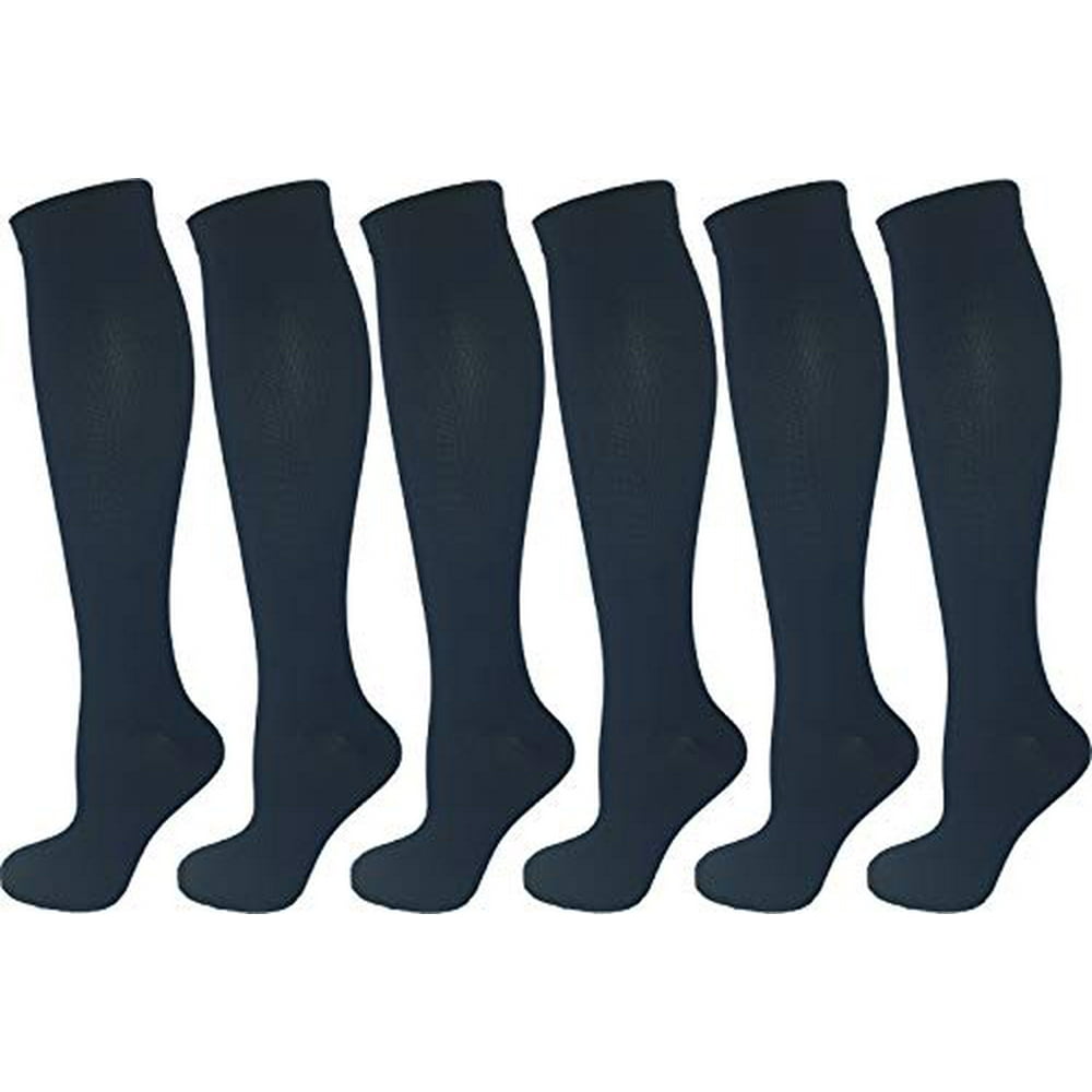 6 Pair Pack Ladies Compression Socks (Small/Medium, All Navy Blue