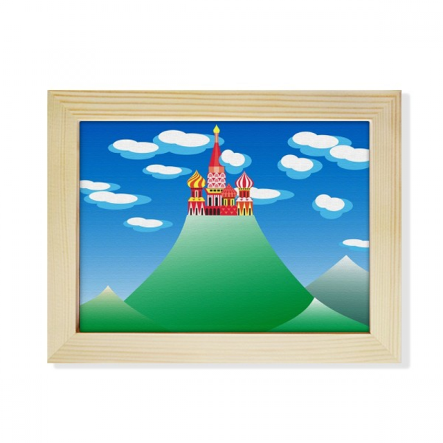 Chino Frances Mountain Cloud castillo Escritorio de madera Arte Pintura 6x8 pulgadas marco de foto foto