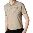 thumbnail image 4 of Camisa de manga corta para hombre, informal, con solapa, ligera, para uso diario, para hombre caqui, 4 of 9