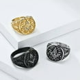 thumbnail image 3 of QQTDFG Men Masonic Signet Ring Stainless Steel Ring Classic Freemason Master Mason Band-Black-11, 3 of 8
