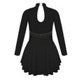 thumbnail image 4 of CHICTRY Girls Long Sleeve Ballerina Dancewear Hollow Back Skirted Leotard Figure Roller Skating Gymnastics Leotard Dress Black 14, 4 of 7