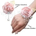 thumbnail image 2 of Conjunto de ramillete y boutonniere de novia en color burdeos y rojo con flores para la mano de la dama de honor para boda, 2 of 5