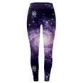 thumbnail image 5 of LIIPEE Women Leggings Casual Elastic High Waist Slim Fit Ankle Length Leggings Carnival Galaxy Starry Printed Yoga Pants Running Fashion Comfortable Soft Breathable Leggings,Light Purple,L, 5 of 5