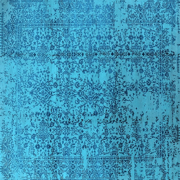 Ahgly Company Indoor Square Oriental Light Blue Industrial Area Rugs, 5' Square