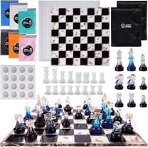 LET'S RESIN Chess Mold Set - 16 Piece 3D Full Size Chess & Board Silicone Mold for Resin Casting, DIY Gifts