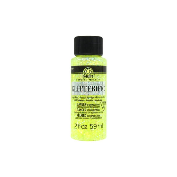 FolkArt Glitterific Acrylic Paint - Neon Yellow, 2 oz
