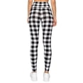 thumbnail image 5 of Saronite Black & White Plaid Printed 5-inch Long Band High Waisted Full Length Yoga Leggings (Women's), 5 of 5