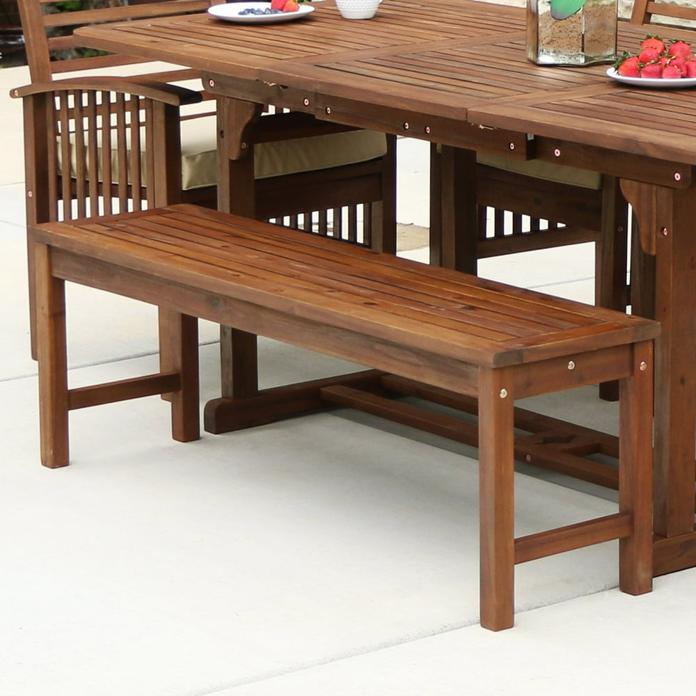 Walker Edison Acacia Wood Patio Dining Bench