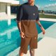 thumbnail image 2 of Pantalones Elásticos de la Cintura de los Hombres de la Impresión de los Pantalones Cortos Delgados Deportivos, Cuello Redondo de la Blusa de Manga Corta, 2 of 5